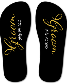 Groom Flip Flops (Black and Gold)