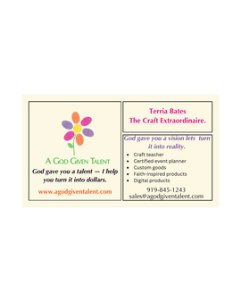Custom business cards by A God Given Talent