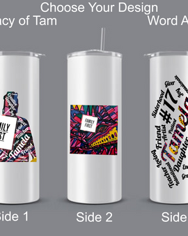 Remembering Tamela: Commemorative White Tumbler Featuring Her Art