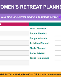Women's Retreat Planner — Digital Workbook | Plan Every Detail from Carpool to Menu to Room Assignments
