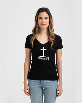 Jesus Over Everything Ladies V-Neck Tee