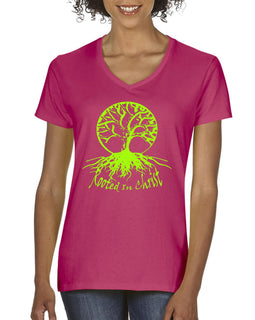 Rooted In Christ Ladies V-Neck T-shirt