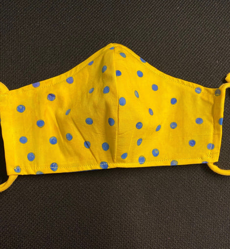 Yellow and Blue Polka Dot Face Mask