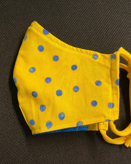 Yellow and Blue Polka Dot Face Mask