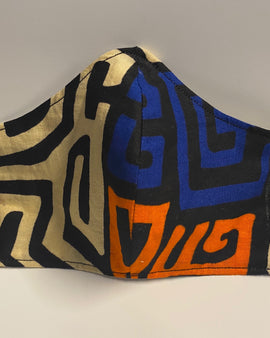 Blue/Orange African Print Face Mask