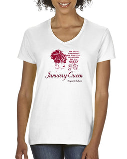 January Birthday Queen Tee - V-Neck