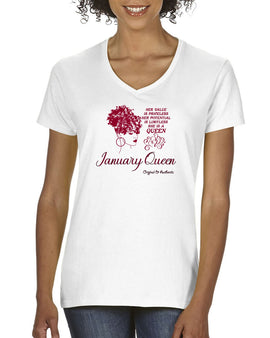 January Birthday Queen Tee - V-Neck