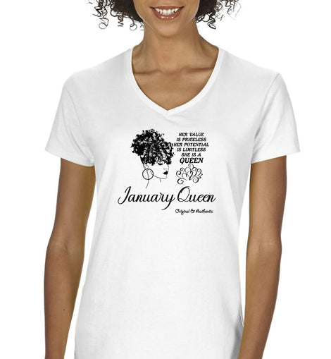 January Birthday Queen Tee - V-Neck