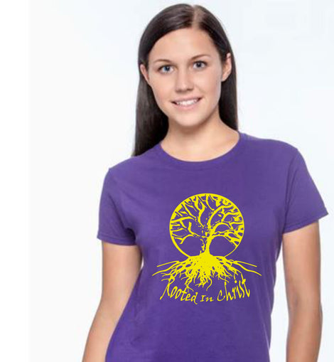 Rooted In Christ Unisex T-Shirt (Purple)