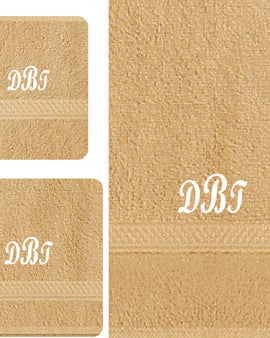 Monogram 3 Piece Tan Towel Set