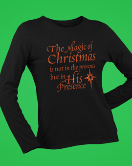 The Magic of Christmas Long Sleeve Black Tee