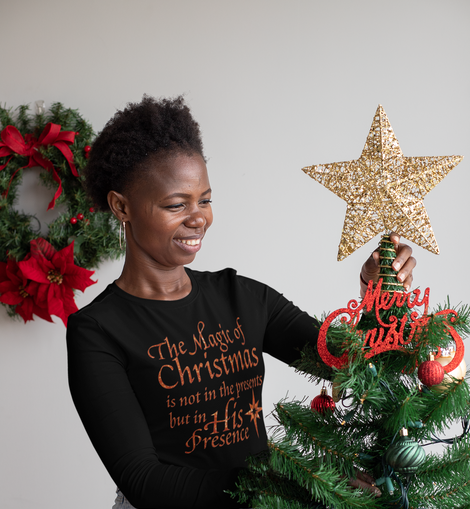 The Magic of Christmas Long Sleeve Black Tee